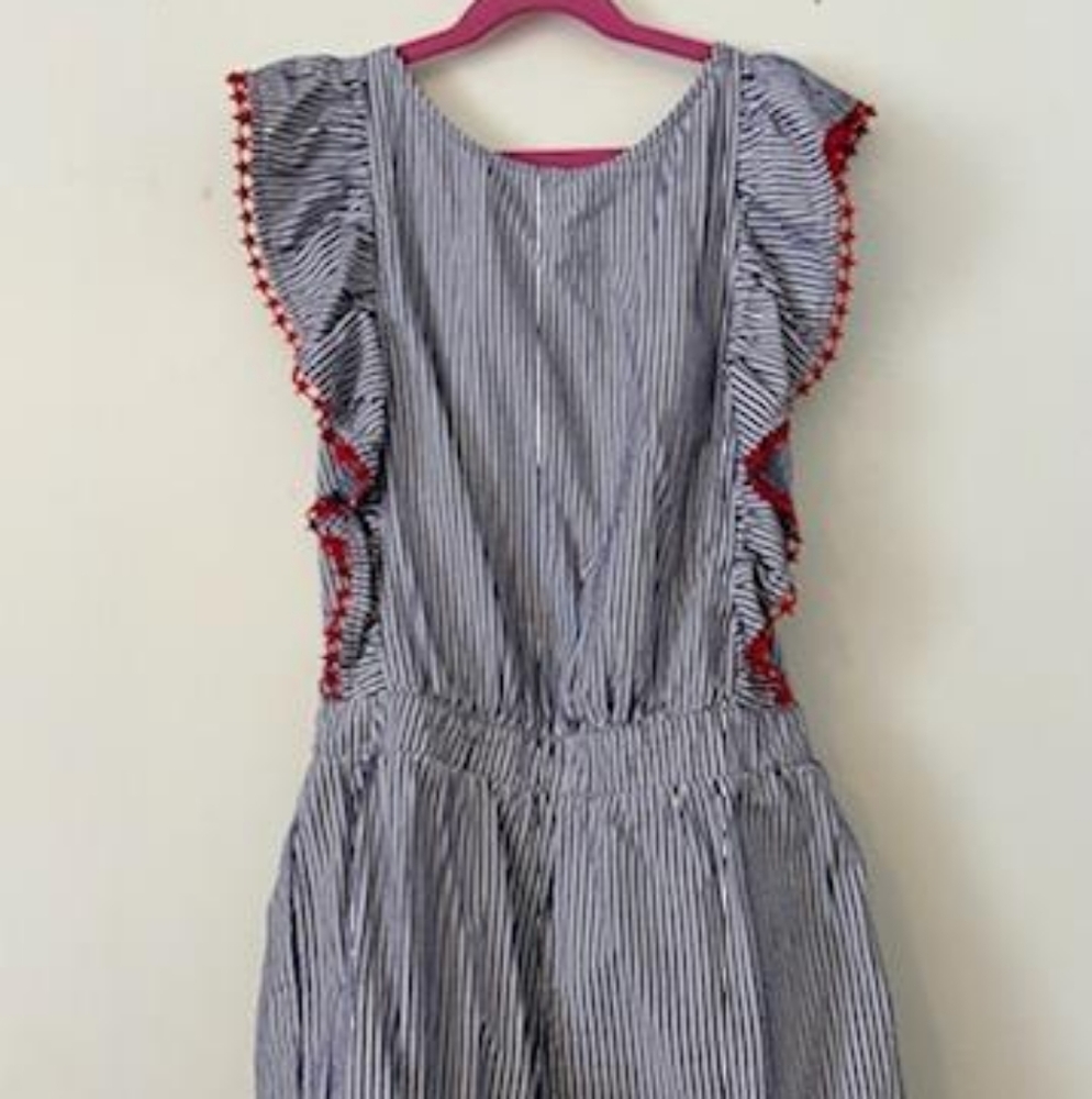 Super cute 4th of July romper with star ribbon!